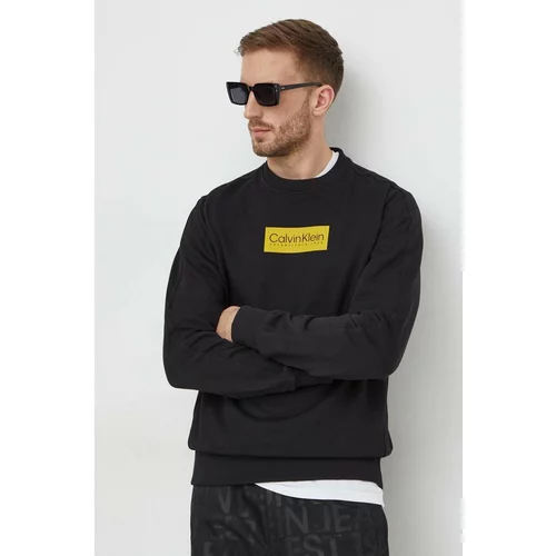 Calvin Klein Bombažen pulover moška, črna barva