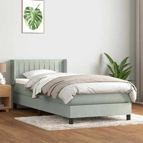 Box spring postelja z vzmetnico Svetlo siva 80x210 cm žamet, (21792401) Cene