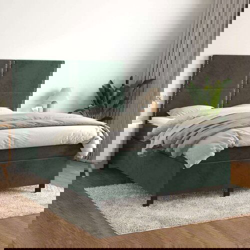  Box spring postelja z vzmetnico temno zelena 140x200 cm žamet, (20899579) Slike