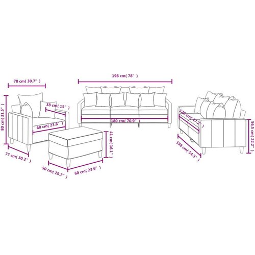  4-dijelni set sofa s jastucima crvena boja vina bar&amp;scaron;unasti Slike