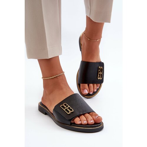 Kesi Zazoo Elegant women's leather slippers, black Slike