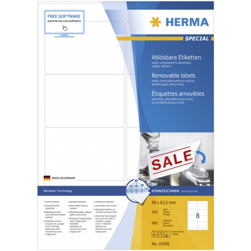 Herma Removable Labels 96X63,5 100 Sheets DIN A4 800 pcs. 10308 Cijene