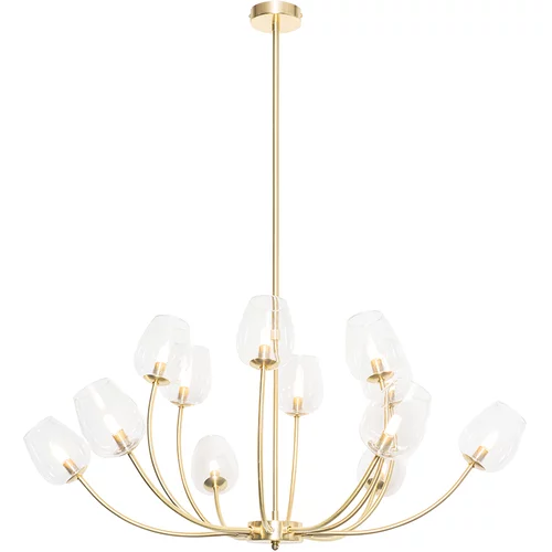 QAZQA Klasična viseča svetilka zlata s steklenimi 12 lučkami - Elien