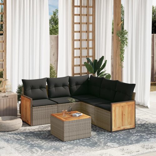 VidaXL 6-dijelni set vrtnih sofa od poliratana s jastucima sivi Slike