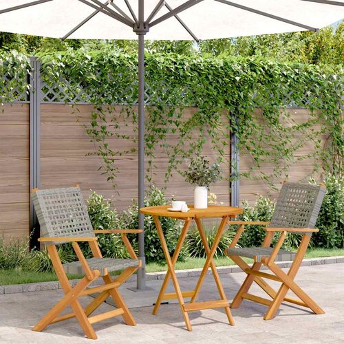  3-dijelni bistro set od poliratana i masivnog drva sivi Siva 70 x 75 cm Cijene
