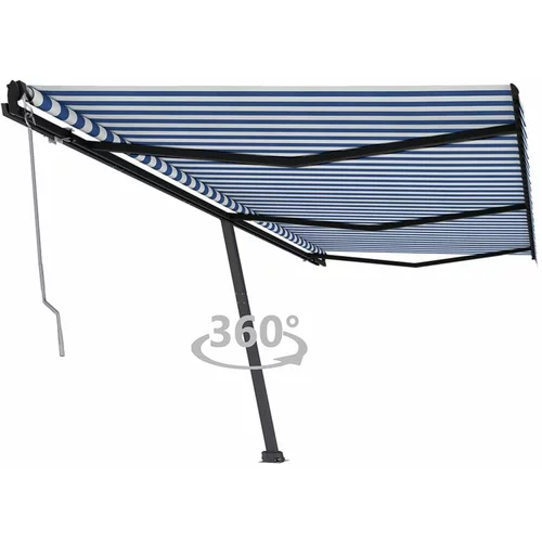  Prostostoječa avtomatska tenda 600x350 cm modra/bela, (20728943)