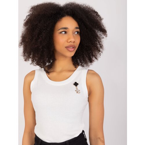 Fashion Hunters Ecru ribbed sleeveless top Slike
