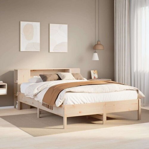vidaXL Krevet s regalom za knjige bez madraca 135x190 cm od borovine Cene