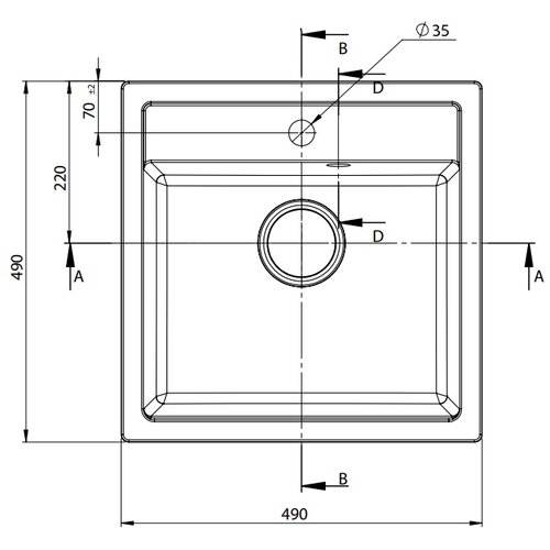 Sandonna sudopera emma crna mat 490x490/190 mm Slike