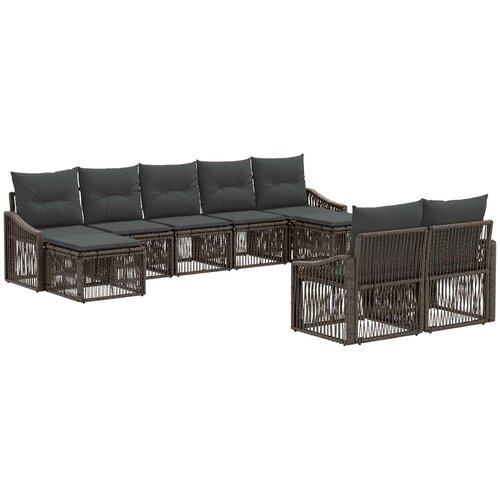 vidaXL Vrtna sedežna garnitura 9 pcs Siva poli ratan, (5000269592) Cene