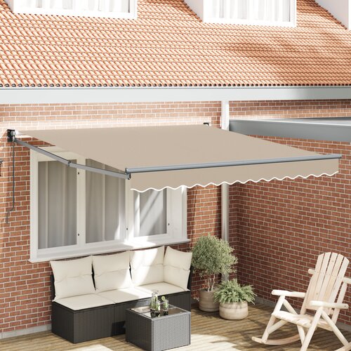 VidaXL Ročna retraktibilna tenda Bež 300x250 cm, Tenda za zamenjavo tkanine za okvir 3x2,5 m Bež Slike
