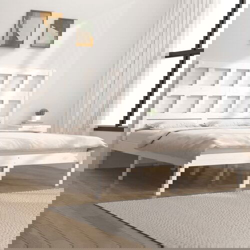 The Living Store Posteljni okvir bel iz trdne borovine 160x200 cm - Posteljni Okvir, (21526097) Slike