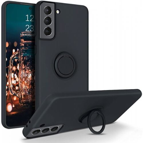 Onasi Silikonski ovitek Liquid Ring za Samsung Galaxy S22 Plus 5G - črn Slike