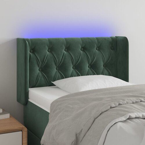 VidaXL LED posteljno vzglavje temno zeleno 83x16x78/88 cm žamet Slike