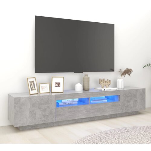 TV ormarić s LED svjetlima siva boja betona 200 x 35 x 40 cm Cijene