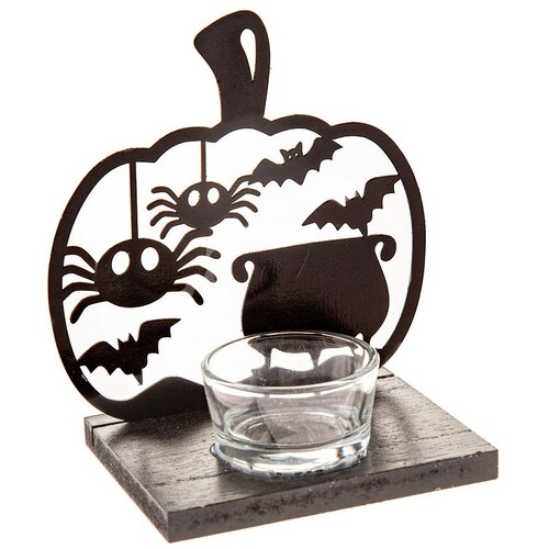 Dakls Drveni svijećnjak s motivom noći vje&amp;scaron;tiva Happy Halloween &amp;ndash; Slike