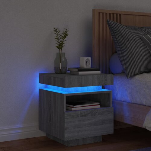  The Living Store Nočna omarica z LED lučkami siva sonoma 40x39x48,5 cm - Nočna Omarica, (21442880) Cene