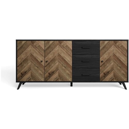 Marckeric Crno/smeđa niska komoda 181x81 cm Chevrons - Slike