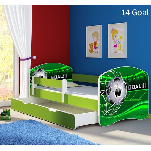 ACMA Dječji krevet s motivom, bočna zelena + ladica 160x80 cm - 14 Goal Cene