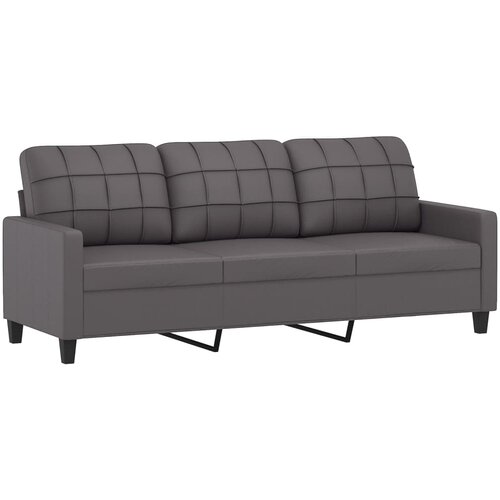  3-dijelni set sofa s jastucima sivi od umjetne kože Slike