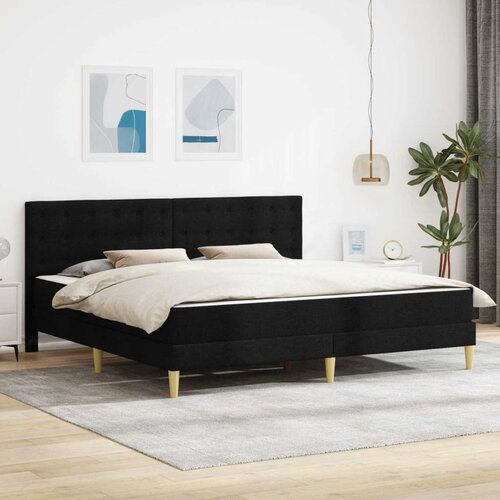  Okvir kreveta s madracem s uzglavljem Crna 180 x 200 cm tkanina - Crna 180 x 200 cm Slike