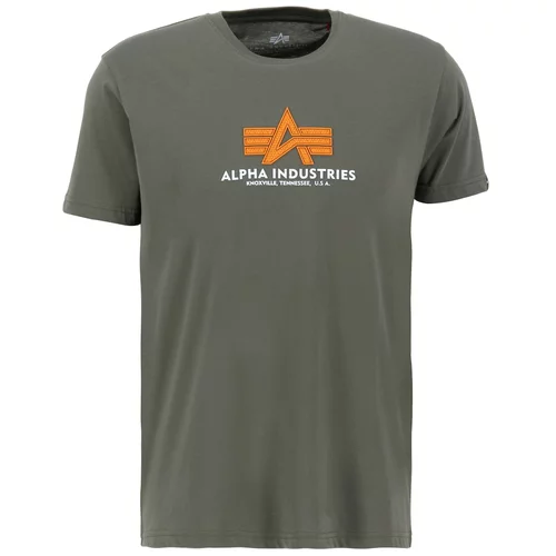 Alpha Industries Majica kaki / narančasta / bijela