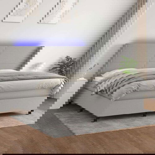  Box spring postelja z vzmetnico LED sv. siva 160x200 cm blago, (20789398) Slike