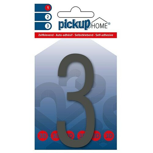 Home 3D Kućni broj Oslo (Visina: 9 cm, Motiv: 3, Sive boje, Plastika, Samoljepljivo) Cijene