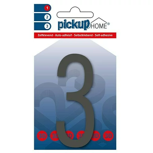 Home 3D Kućni broj Oslo (Visina: 9 cm, Motiv: 3, Sive boje, Plastika, Samoljepljivo)