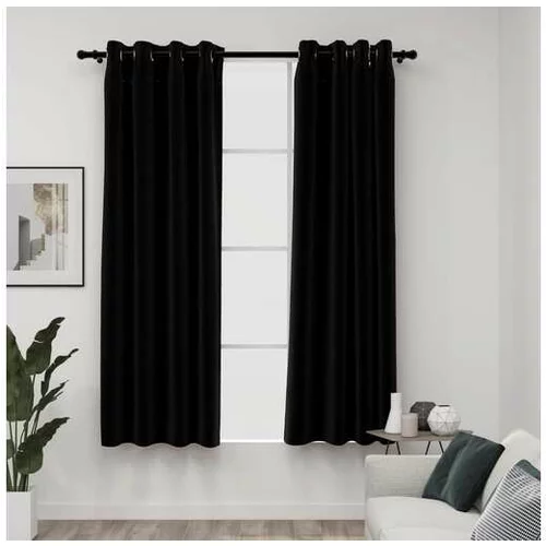  Zatemnitvene zavese z obročki 2 kosa črne 140x175 cm