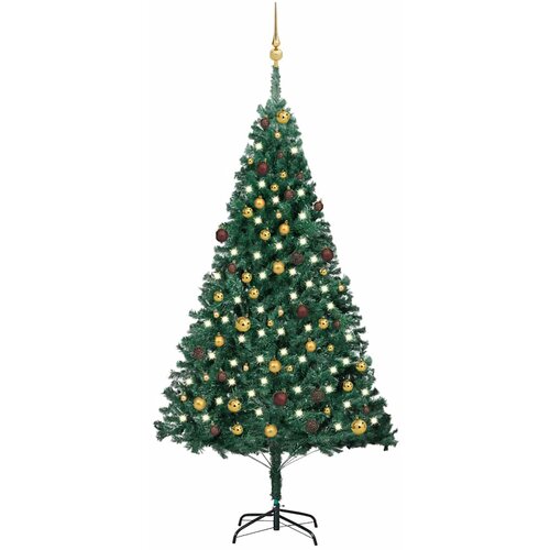  Umjetno osvijetljeno božićno drvce s kuglicama zeleno 210cm PVC Cijene