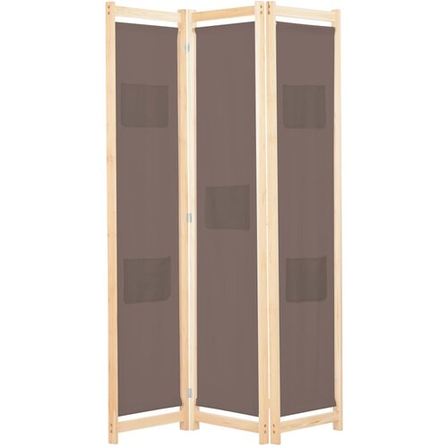 VidaXL Sobna pregrada s 3 panela od tkanine 120 x 170 x 4 cm smeđa Slike