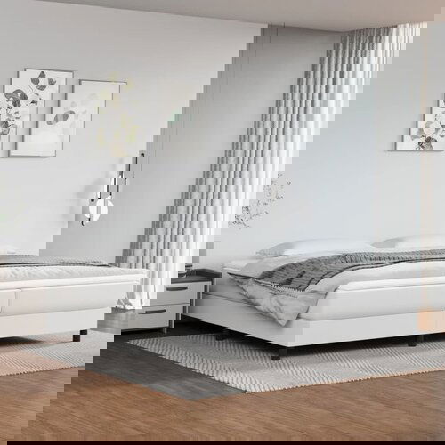 The Living Store Posteljni okvir bel 200x200 cm umetno usnje - Box Spring Posteljni Okvir, (21520705) Slike
