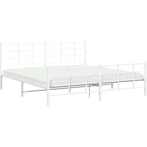 VidaXL Metalni okvir kreveta uzglavlje i podnožje bijeli 193x203 cm Slike