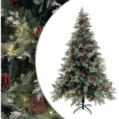  Osvijetljeno božićno drvce i šiške zeleno-bijelo 120 cm PVC/PE