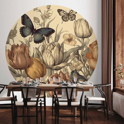  Okrugla fototapeta - Colourful tulips on a cream background 280x280 Slike