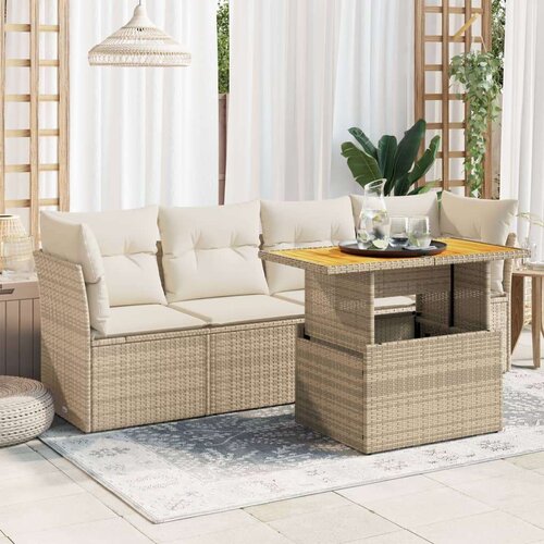 vidaXL 5-dijelni vrtni set sofa s jastucima bež od poliratana Cijene