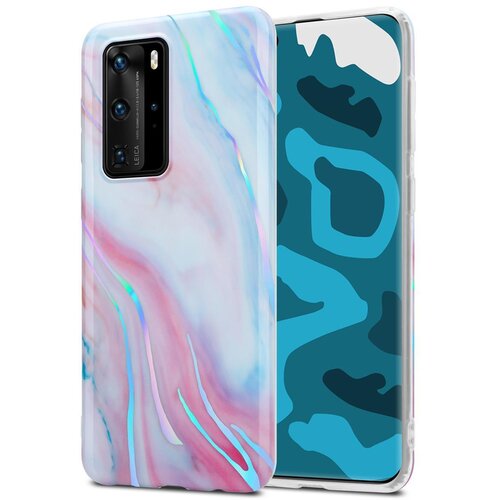 Cadorabo Ohi&scaron;je, združljiv s Huawei v belem roza marmorju &scaron;t. 15 - Za&scaron;čitni pokrov iz silikona TPU z vzorcem mozaika, (20567108) Cene