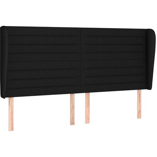  Uzglavlje s u&amp;scaron;ima crno 183x23x118/128 cm od tkanine Slike