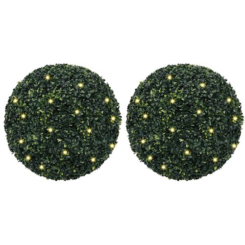 vidaXL umetni pušpani okrogli z led lučmi 2 kosi zelene 52 cm Cene