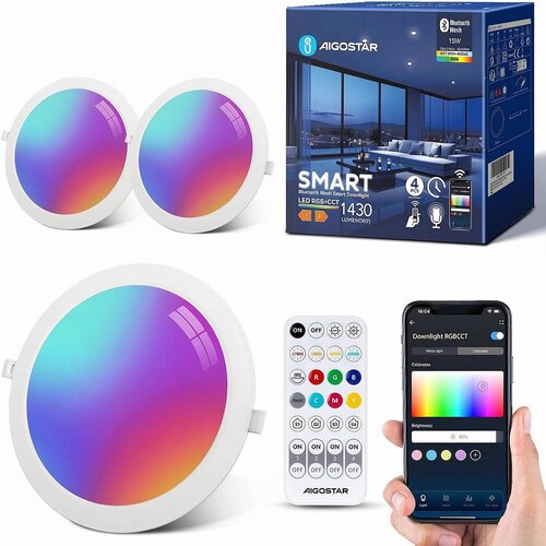 Aigostar 3x pametna RGB LED vgradna svetilka 15W IP44 Cene