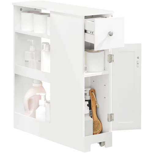 SoBuy kopalniška ozka omarica za shranjevanje na kolesih v beli barvi v stilu minimalizma, (20814729)