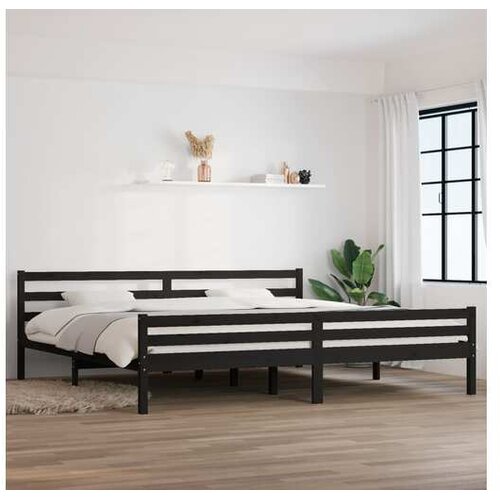  Posteljni okvir črn iz trdnega lesa 200x200 cm Cene
