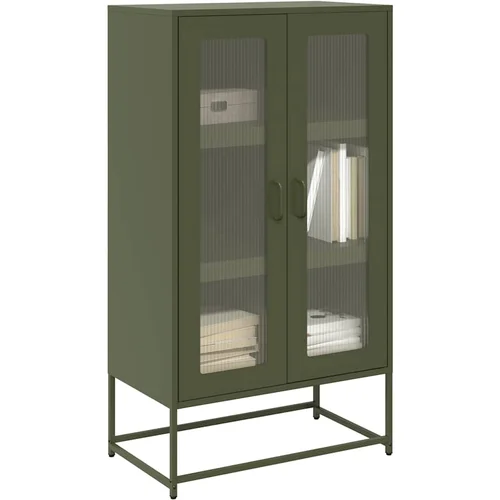 vidaXL Highboard Olive Green 68x39x123 cm Jeklo