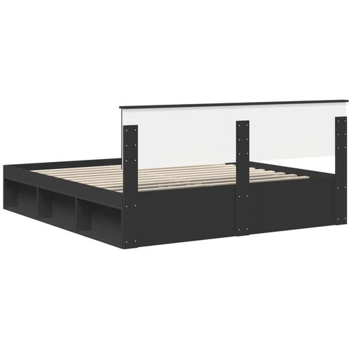  Okvir za krevet Crna 200 x 200 cm Konstruirano drvo Slike