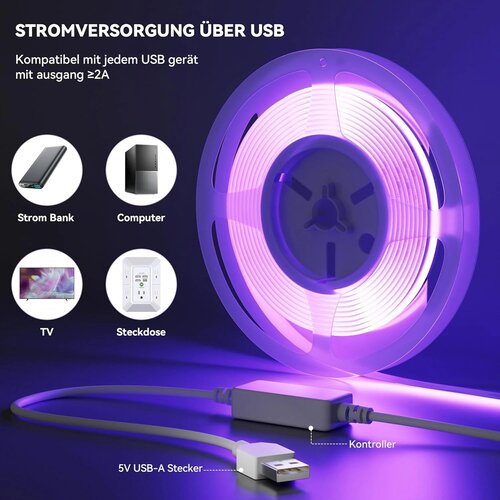 OULARA 2m USB RGB COB LED trak Slike