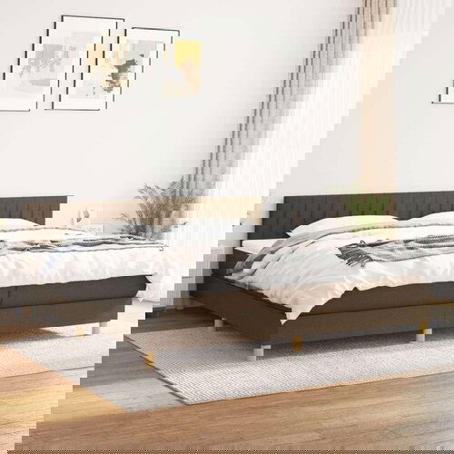  Krevet s oprugama i madracem tamnosmeđi 200x200 cm od tkanine Cijene