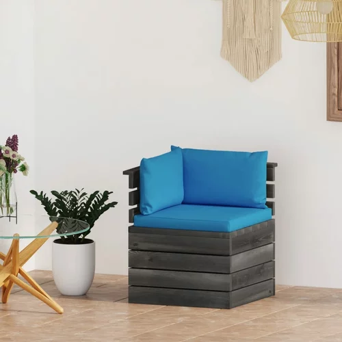 vidaXL Vrtni kotni kavč iz palet z blazinami borovina, (20661620)