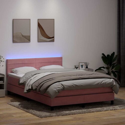 Box Spring krevet s madracem i LED ružičasti 140x220 cm bar&scaron;un Cijene