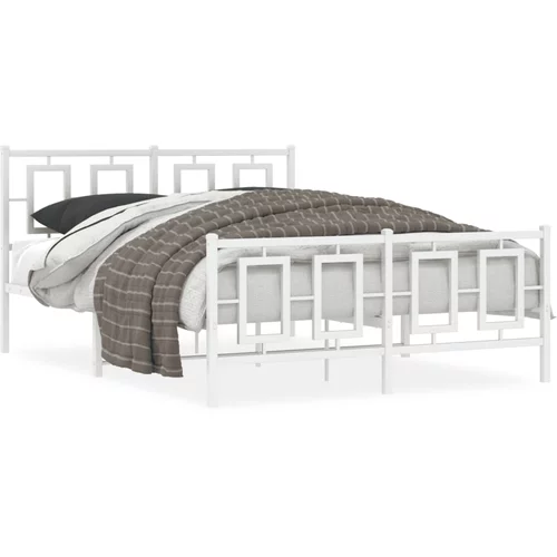 Metalni okvir kreveta uzglavlje i podnožje bijeli 140x200 cm